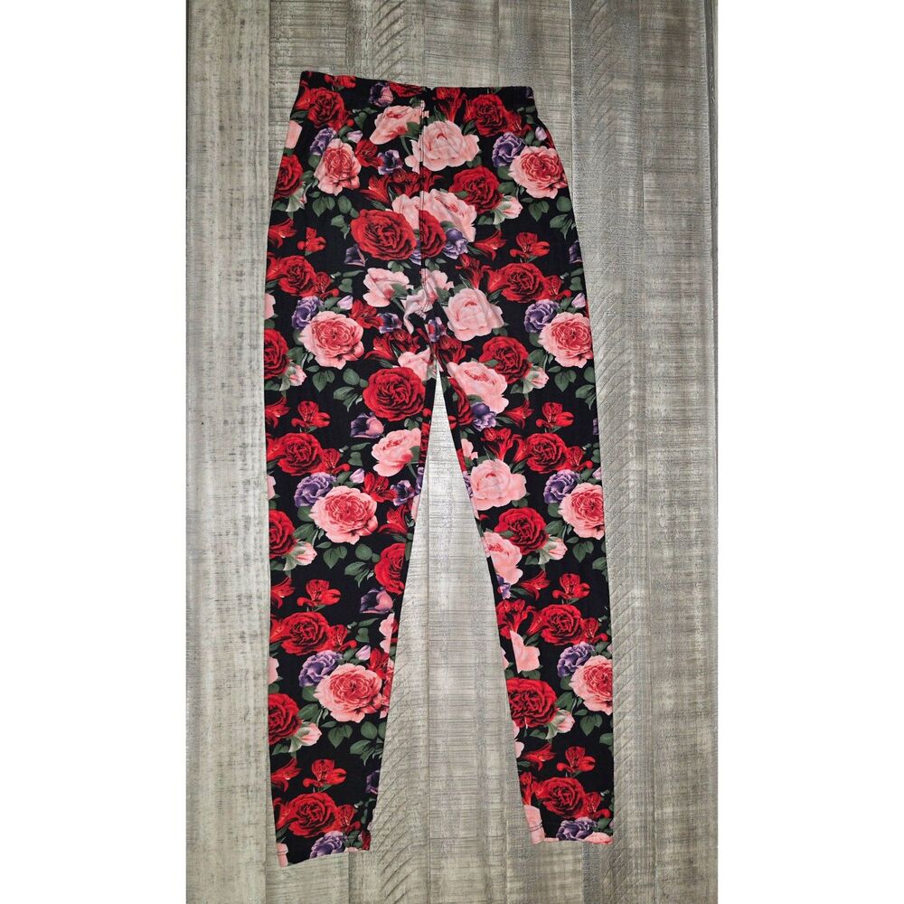 Women's Red/Black/Pink Floral Leggings